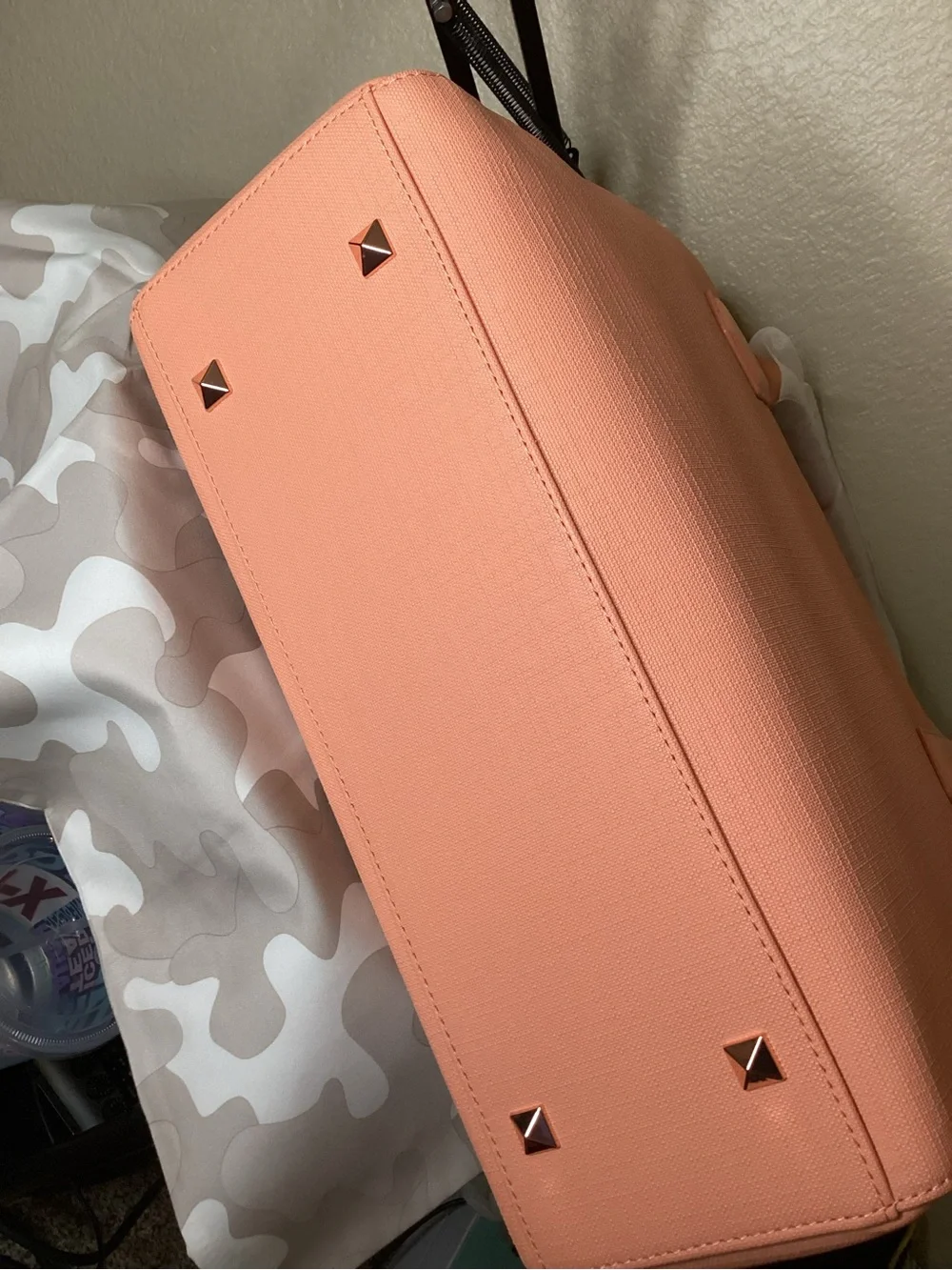 Dagne Dover Peach Structured Tote Laptop Bag